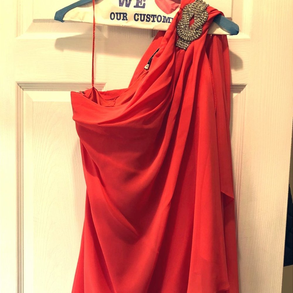 Orange One-Shouldered Mini Dress